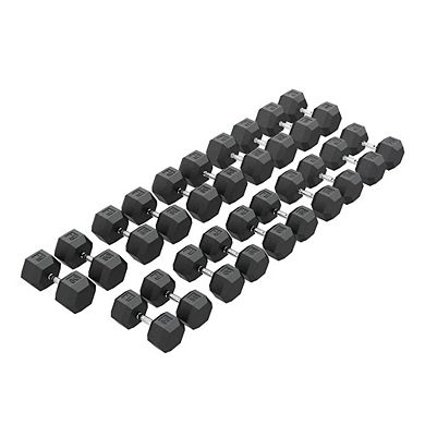 Power Systems 10lb Rubber Hex Dumbbells,Pair of Dumbbells w/Ergonomic Grip & Hexagonal Dead Design