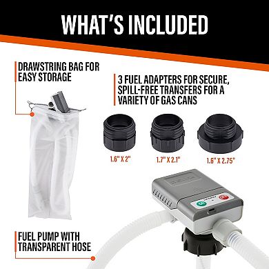 Deway Ultra Fast Can Fuel Transfer Pump, USB or Battery Powered with 51" Hose & 3 Adapters