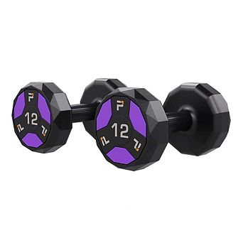 Power Systems 12lb Urethane Cardio Dumbbells, Durable Pair of Fitness Dumbbells w/Non-Rolling Design