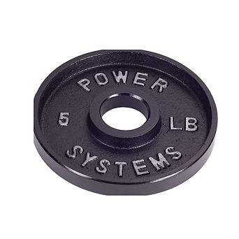 Power Systems Pro Olympic Plate (5 lb), Cast Iron Weight Plates Fits 2" Bar Sleeve