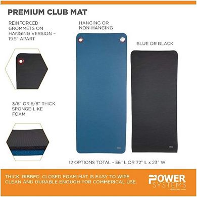 Power Systems Premium Club Mat 72" - Durable, Cushioned & Easy-Clean Fitness Mat