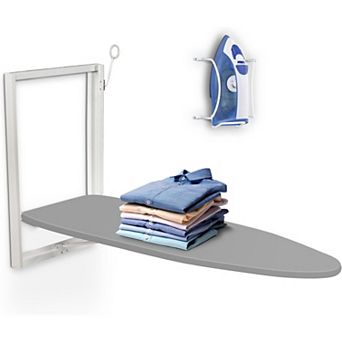 Ivation Wall-Mounted Ironing Board, Foldable Iron Board with Iron Holder, Space Saving Design