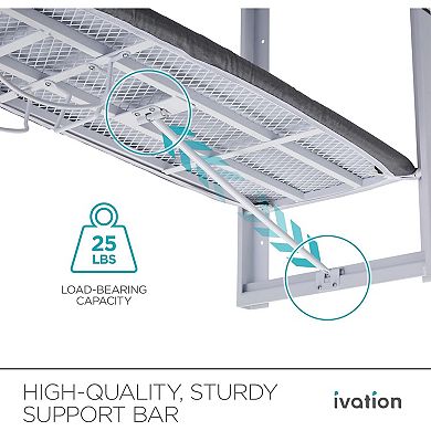 Ivation Wall-Mounted Ironing Board, Foldable Iron Board with Iron Holder, Space Saving Design