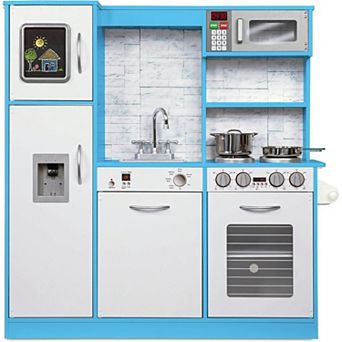 Lil' Jumbl Kids Kitchen Set, Wooden Pretend Play Kitchen with Sounds & Accessories - Natural.