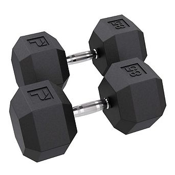 Power Systems 85 lb Rubber Hex Dumbbells, Pair of Dumbbells w/Ergonomic Grip & Hexagonal Dead Design