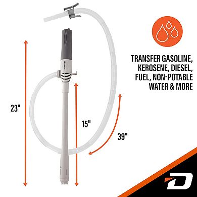 Deway Small Fuel Transfer Pump 15" D Battery Powered Portable Gasoline Siphon Pump, 2.4 GPM