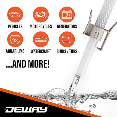 Deway Small Fuel Transfer Pump 15" D Battery Powered Portable Gasoline Siphon Pump, 2.4 GPM