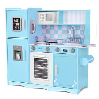 Lil Jumbl Wooden Kids Kitchen Playset, Toddler Kitchen Set with Utensils and Storage