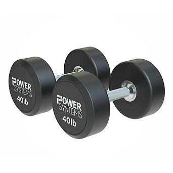 Power Systems ProStyle Round 40 lbs Rubber Dumbbell Set, Fitness Dumbbell Set