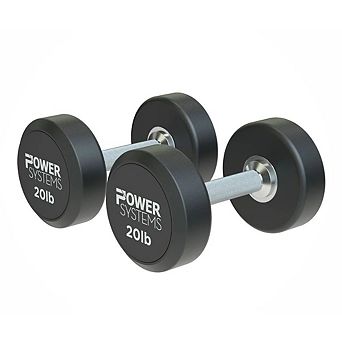 Power Systems ProStyle Round 20 lbs Rubber Dumbbell Set, Fitness Dumbbell Set