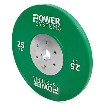 Power Systems 25 lb Rubber Training Bumper Plate, Durable Olympic Colored Weight Plate - Green