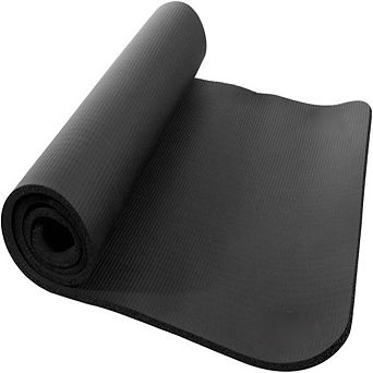 Power Systems Exercise Mat 56" x 24" - Padded Jet Black Yoga Mat for Exercise & Fitness