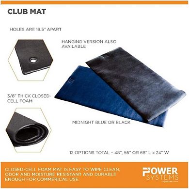 Power Systems Exercise Mat 56" x 24" - Padded Jet Black Yoga Mat for Exercise & Fitness
