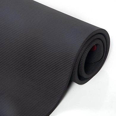 Power Systems Exercise Mat 56" x 24" - Padded Jet Black Yoga Mat for Exercise & Fitness