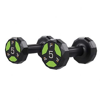 Power Systems 5lb Urethane Cardio Dumbbells, Durable Pair of Fitness Dumbbells w/Non-Rolling Design