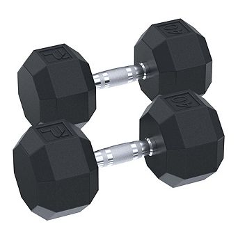Power Systems Rubber Octagonal Dumbbells Set, Pair of 40 lbs Dumbbell Weights Set