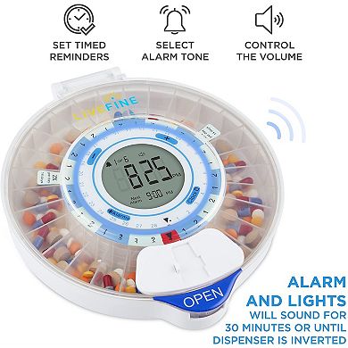 LiveFine Smart WiFi Automatic, 28-Day Pill Organizer w/Locking Key & Adjustable Light/Sound