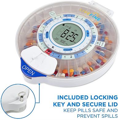 LiveFine Smart WiFi Automatic, 28-Day Pill Organizer w/Locking Key & Adjustable Light/Sound