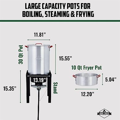 Hike Crew 14-piece Outdoor Turkey Fryer Kit W/30qt Boiler Pot, 10qt Turkey Fryer Pot, Stand & More