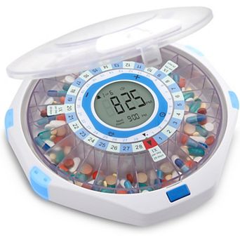 LiveFine WiFi Automatic Pill Dispenser & 28-Day Remote Medication System W/Lock & Key - Frosted Lid