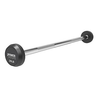 Power Systems Pro Style Fixed Straight Barbell - 110lbs Weighted Workout Bar w/Ergonomic Handle