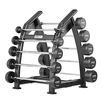 Power Systems Pro Style Fixed Straight Barbell - 110lbs Weighted Workout Bar w/Ergonomic Handle