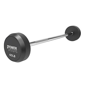 Power Systems Pro Style Rubber Fixed Straight Barbell - 60lbs Weighted Bar w/Ergonomic Handle