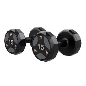 Power Systems 15 lb Urethane Cardio Dumbbells, Pair of Durable Fitness Dumbbells w/Ergomic Handles