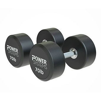 Power Systems ProStyle Round 70 lbs Rubber Dumbbell Set, Fitness Dumbbell Set