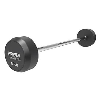 Power Systems Pro Style Rubber Fixed Straight Barbell - 80lbs Weighted Bar w/Ergonomic Handle