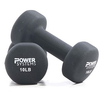 Power Systems 10lb Premium Neoprene Dumbbell Pair with Non-Slip Grip and Squared Edges