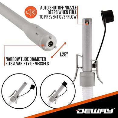 Deway Battery-Powered Stick Fuel Transfer Pump with Auto-Stop Nozzle and Beep Function