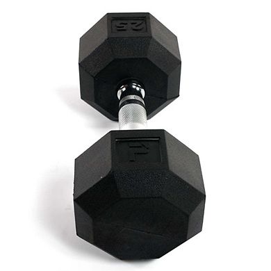 Power Systems Rubber Octagonal Dumbbells Set, Pair of 25 lbs Dumbbell Weights Set