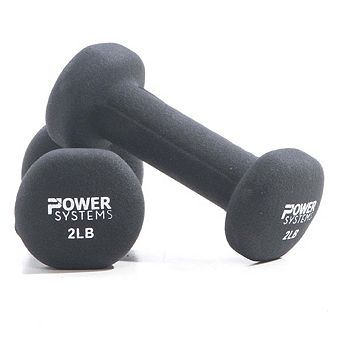 Power Systems 2lb Premium Neoprene Dumbbell Pair with Non-Slip Grip and Squared Edges