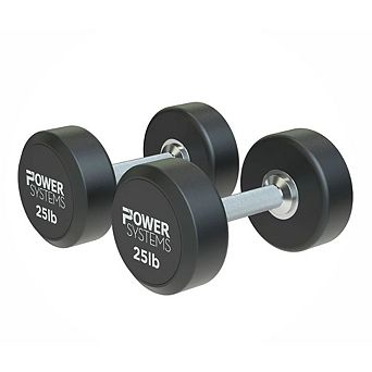 Power Systems ProStyle Round 25 lbs Rubber Dumbbell Set, Fitness Dumbbell Set