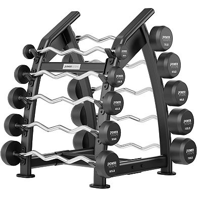 Power Systems Pro-Style Fixed Barbell - 20lbs Weight Bar w/EZ Curl Handle for Home Gym Training