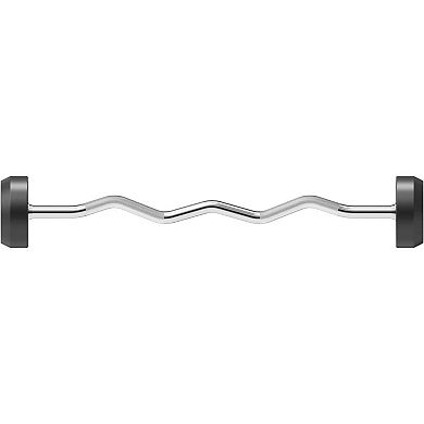 Power Systems Pro-Style Fixed Barbell - 20lbs Weight Bar w/EZ Curl Handle for Home Gym Training
