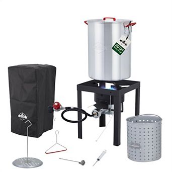 Hike Crew 10 pc Outdoor Turkey Fryer Kit W/30-qt Boiler Pot, 10-qt Turkey Fryer Pot, Stand & More