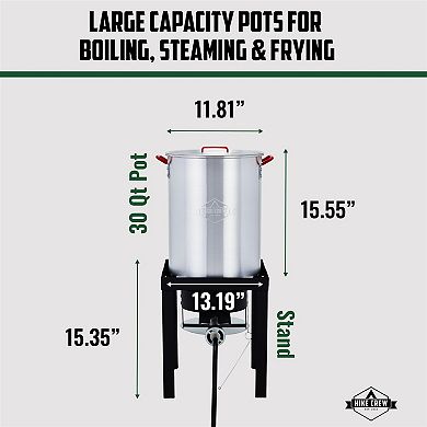 Hike Crew 10-piece Outdoor Turkey Fryer Kit W/30qt Boiler Pot, 10qt Turkey Fryer Pot, Stand & More