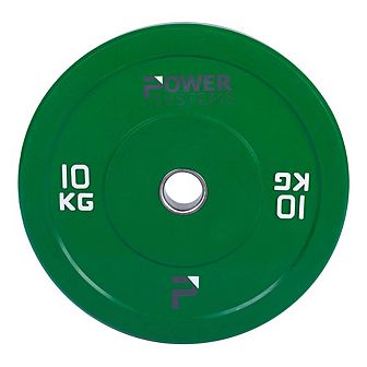 Power Systems Olympic Bumper Plate (10 Kilograms), Premium Durable Rubber Weight Plate - Green