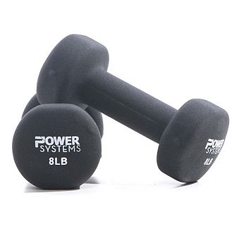 Power Systems 8lb Premium Neoprene Dumbbell Pair with Non-Slip Grip and Squared Edges