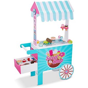 Lil’ Jumbl Wooden Sweet Treats Playset, Pretend Ice Cream Cart w/ 20+ Ice Cream Cone & More!