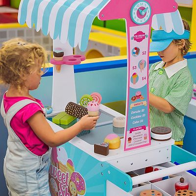 Lil' Jumbl Wooden Sweet Treats Playset, Pretend Ice Cream Cart w