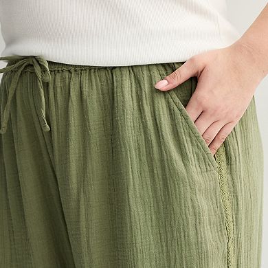 Juniors' Plus Size SO® Mid Rise Double Gauze Jogger Pants