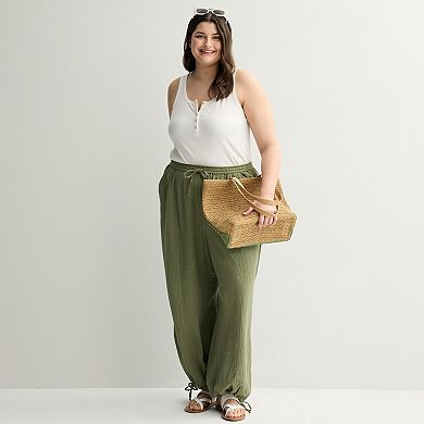 Juniors' Plus Size SO® Mid Rise Double Gauze Jogger Pants