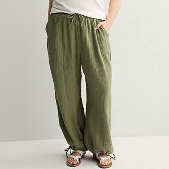 Juniors' Plus Size SO® Mid Rise Double Gauze Jogger Pants