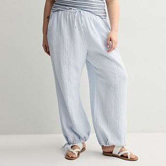 Juniors' Plus Size SO® Mid Rise Double Gauze Jogger Pants