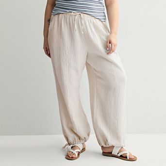 Juniors' Plus Size SO® Mid Rise Double Gauze Jogger Pants