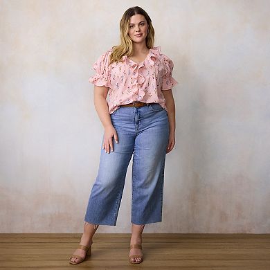 Plus Size LC Lauren Conrad Ruffle Front Blouse With Tucks