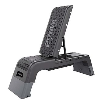 Power Systems Aerobic Deck Adjustable Fitness Deck Bench with Storage, Black/Gray